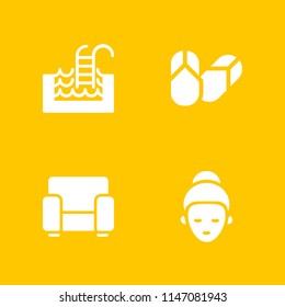 relax icon set. face mask, flip flops and armchair vector icon for graphic design and web