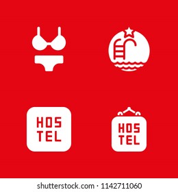 relax icon set. hostel, bikini and swimming pool vector icon for graphic design and web