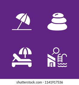 relax icon set. swimming pool, hot stones and sun umbrella vector icon for graphic design and web