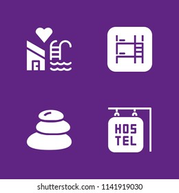 relax icon set. swimming pool, hostel and hot stones vector icon for graphic design and web