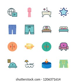 relax icon set. vector set about favorites, bathtub, armchair and drop icons set.
