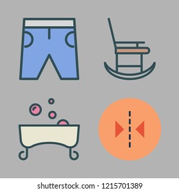 relax icon set. vector set about reflection, rocking chair, short and bathtub icons set.