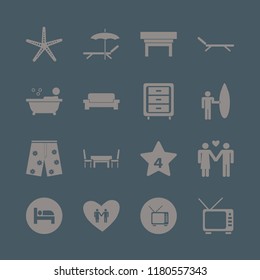 relax icon. relax vector icons set sofa, nightstand, shorts and chaise lounge umbrella