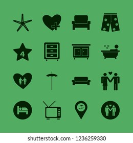 relax icon. relax vector icons set tv, favorites, sofa and hotel four stars