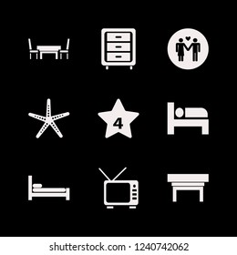 relax icon. relax vector icons set bed, man woman love, starfish and table chairs