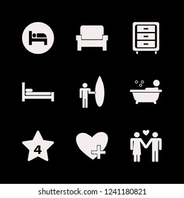 relax icon. relax vector icons set bed, favorites, hotel four stars and man woman love