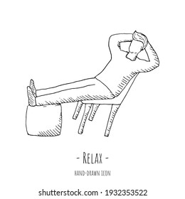 Relax icon. Vector illustration. Isolated on white. Hand-drawn style.