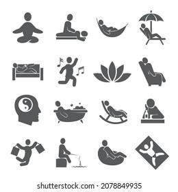 Relax icons set on white background