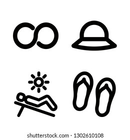 relax icons set with sunbed, infinity and flip flops vector set