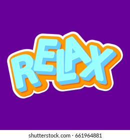 Relax, isolated sticker, word design template, vector illustration