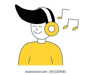 relax listening to music with headphones vector illustration