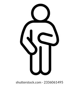 Relax man pose line icon. Man with arm down on the right and raised arm on the left outline style pictogram on white background. Guy Idler for mobile concept and web design. Vector graphics