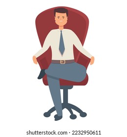 Relax manager chair icon cartoon vector. Commercial director. Office marketing