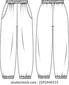 relax midi pants flat sketch