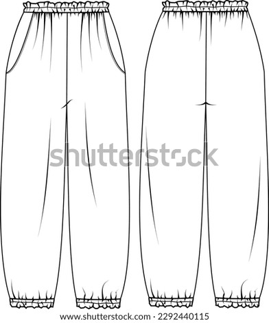relax midi pants flat sketch