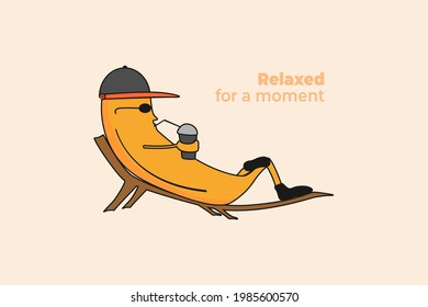 Relax for a moment with the banana character. Vector illustration