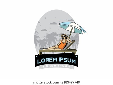 Relax on the beach chair under the umbrella illustration design