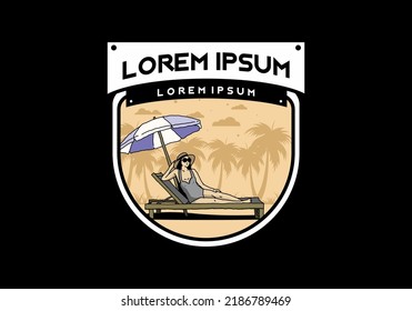 Relax on the beach chair under the umbrella illustration design