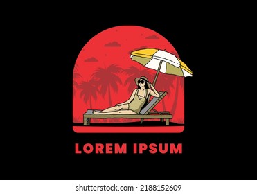 Relax on the beach chair under the umbrella illustration design