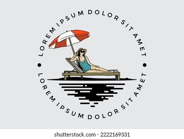 Relax on the beach chair under the umbrella illustration design
