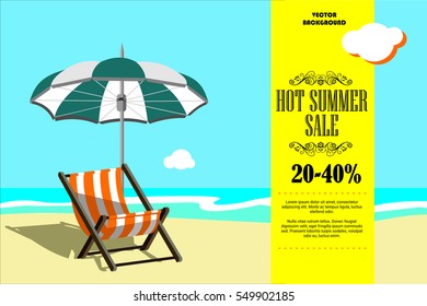 Relax on the beach illustrated vector design background