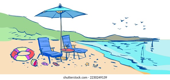 Relax on the beach vector for card, illustration, decoration