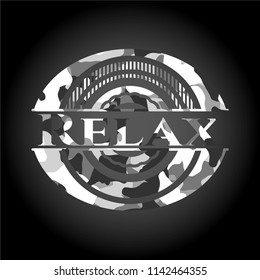 Relax on grey camo texture