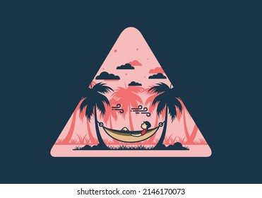 Relax on hammock flat illustration design