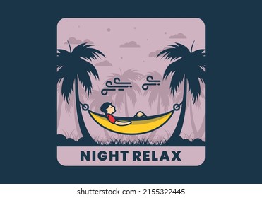 Relax on hammock flat illustration design