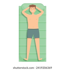 Relax on inflatable mattress icon cartoon vector. Swim camp. Activity fun