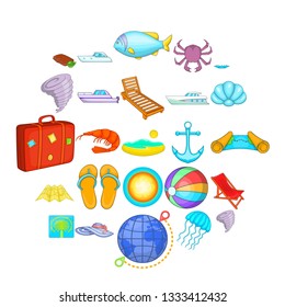 Relax on the ship icons set. Cartoon set of 25 relax on the ship vector icons for web isolated on white background