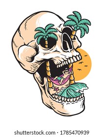 Relax On Skull Island Vector Illustration