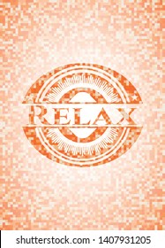 Relax orange mosaic emblem. Vector Illustration. Detailed.