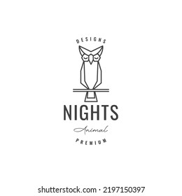 relax owl hipster vintage logo design