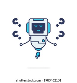 Relax pose cute character mascot logo robot illustration smile happy pose