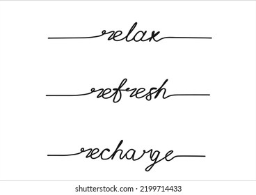 relax refresh recharge vector design hand drawn vector