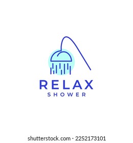 relax shower bath cleaning body tiring routine work abstract lines logo design vector icon illustration template