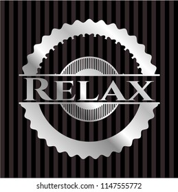 Relax silvery badge or emblem