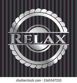 Relax silvery badge or emblem. Vector Illustration. Mosaic.
