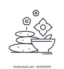 Relax spa icon, linear isolated illustration, thin line vector, web design sign, outline concept symbol with editable stroke on white background.
