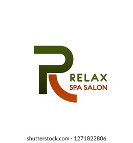 Entspannen Sie sich im SPA Salon L Buchstabensymbol für ein erstklassiges Kosmetikstudio oder einen Massagesalon. Vektor isolierter Buchstabe R für Gesundheits- und Relaxations- oder Wellness SPA Club Behandlung und Körperpflege Verfahren