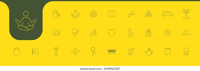 relax sport activity line icons design vector