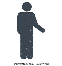 Relax Standing Pose grainy textured smooth blue icon for overlay watermark stamps. Flat symbol with unclean texture. Dotted vector ink rubber seal stamp with grunge design on a white background.