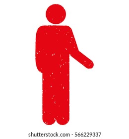 Relax Standing Pose grainy textured red icon for overlay watermark stamps. Flat symbol with dirty texture. Dotted vector ink rubber seal stamp with grunge design on a white background.