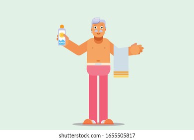 Relax summer - An illustration of a man wants to sunbathe. A vector of vacation time, this illustration can use as a sticker also. 