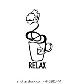 Relax. Tea cup. Isolated vector objects on white background.