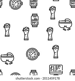 Relax Therapy Time Vector Seamless Pattern Thin Line Illustration