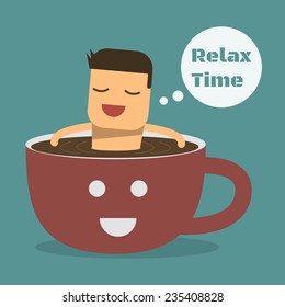 Relax time with coffee,Vector cartoon concept abstract business