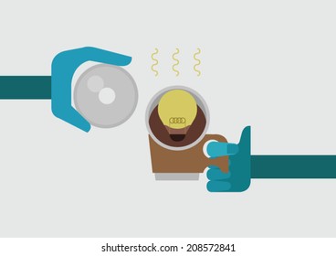 Relax time for Idea working by hand concept