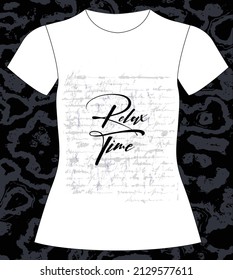 Relax time, slogan lovely graphic design and cute flowers graphic design print for tee and t shirt and fabric